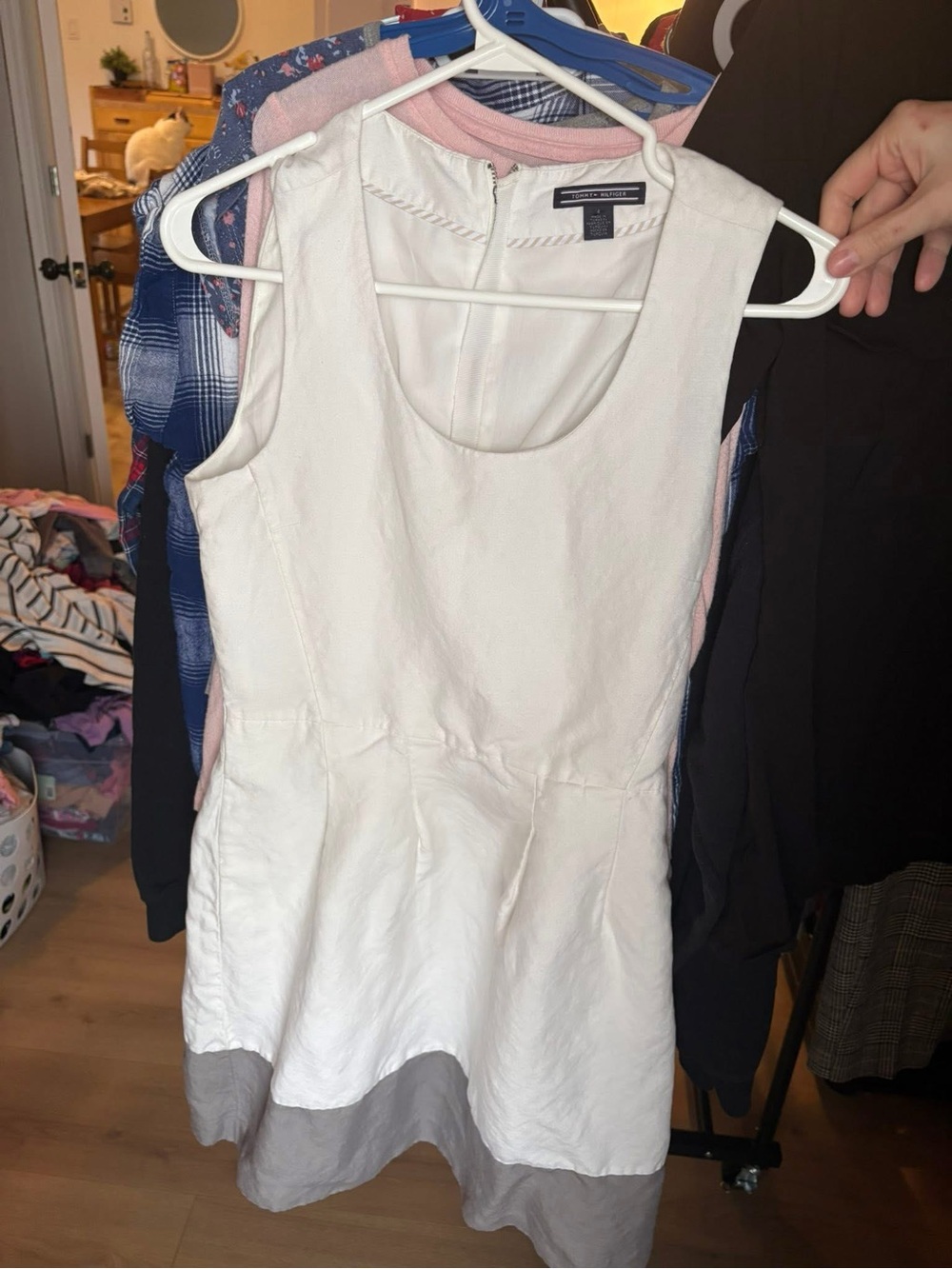 Tommy Hilfiger White dress with Navy Label Detail
